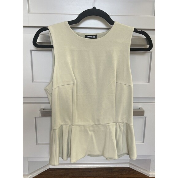 Express Women’s Peplum Sleeveless Shirt Light Sage Green Size Small New With Tag - Picture 1 of 4